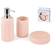 H&amp-H Pengo h1310378 a Juego Baño Fiesole- 3 Piezas- cerámica- Rosa- 22 x 8 x 25 cm- 3 Unidad